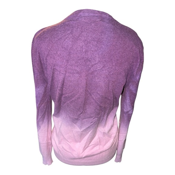 Lord & Taylor 100% Cashmere V-Neck Sweater XS Purple Pink Ombre Gradient Soft - Picture 5 of 12